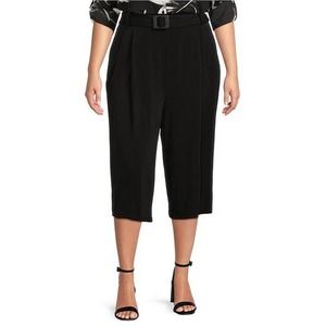 CALVIN KLEIN Plus Size Wide-Leg Cropped Belted Pants SZ 1X